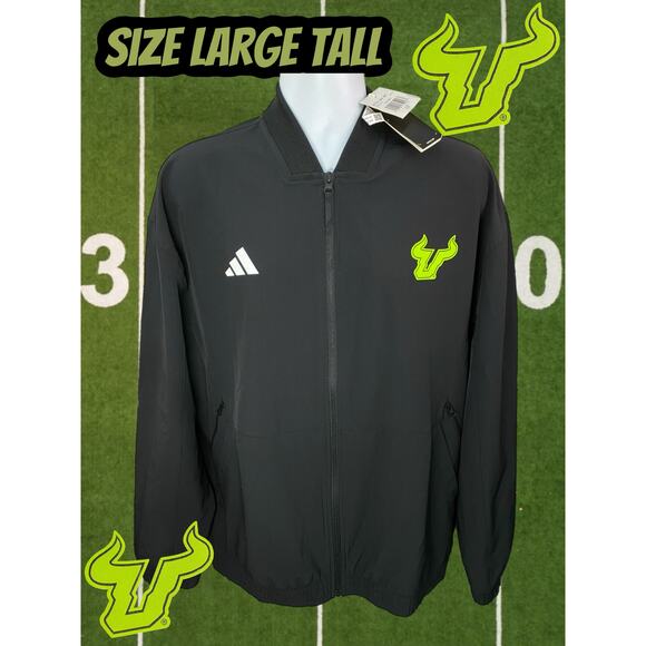 Adidas South Florida Bulls Jacket Mens Black LT Full Zip NWT Sideline Team - Picture 1 of 11
